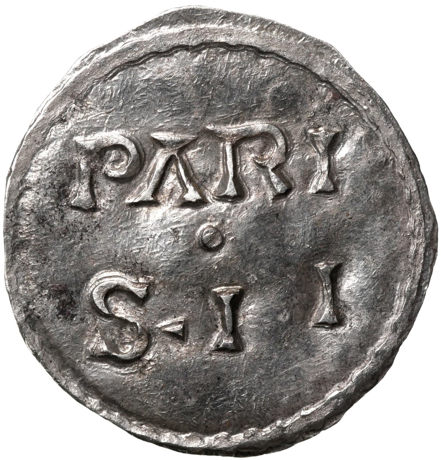 CAROLINGIENS. Charles the Bald 840-877. AR Denier, Paris Mint. 3