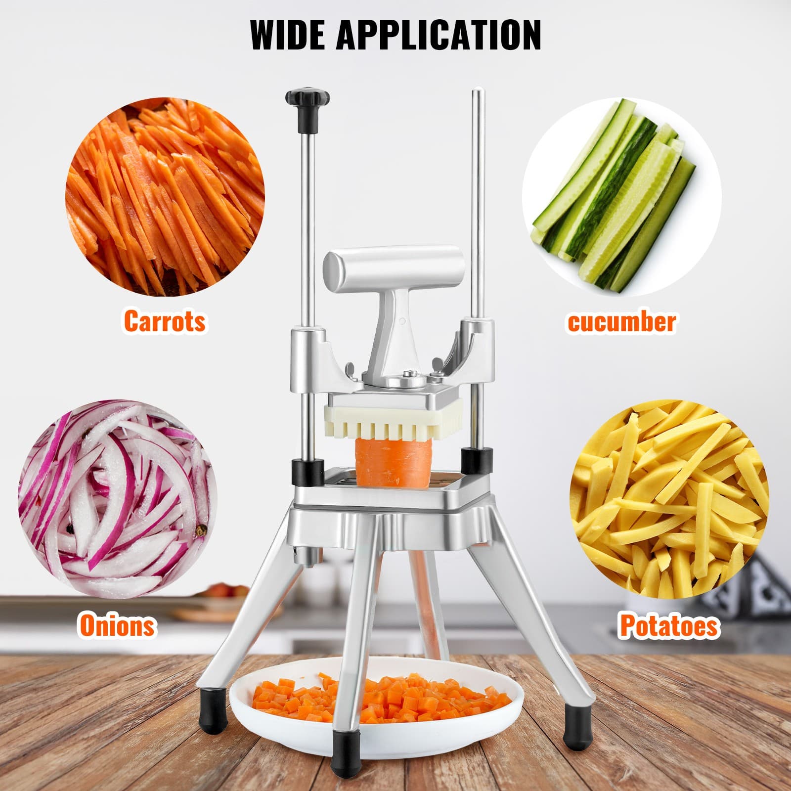 1/4'' Vegetable Dicer Commercial Fruit Slicer Chopper French Fry Cutter 6