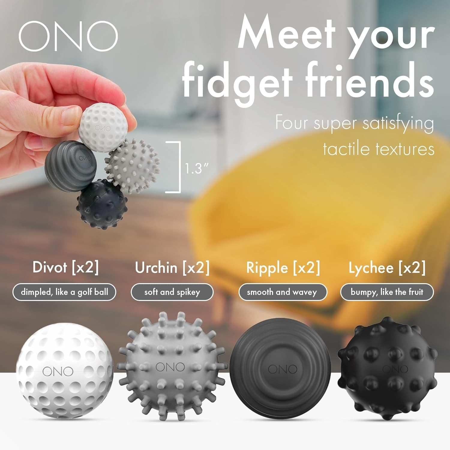 ONO Signets – Silicone Magnetic Balls with Textured Set of 8, Graphite  3