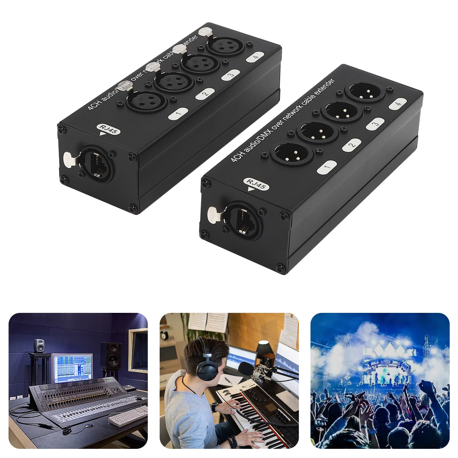 Extender Transmission Network Cable Sub Snake Box Extender 4-Channel Rectangular 6