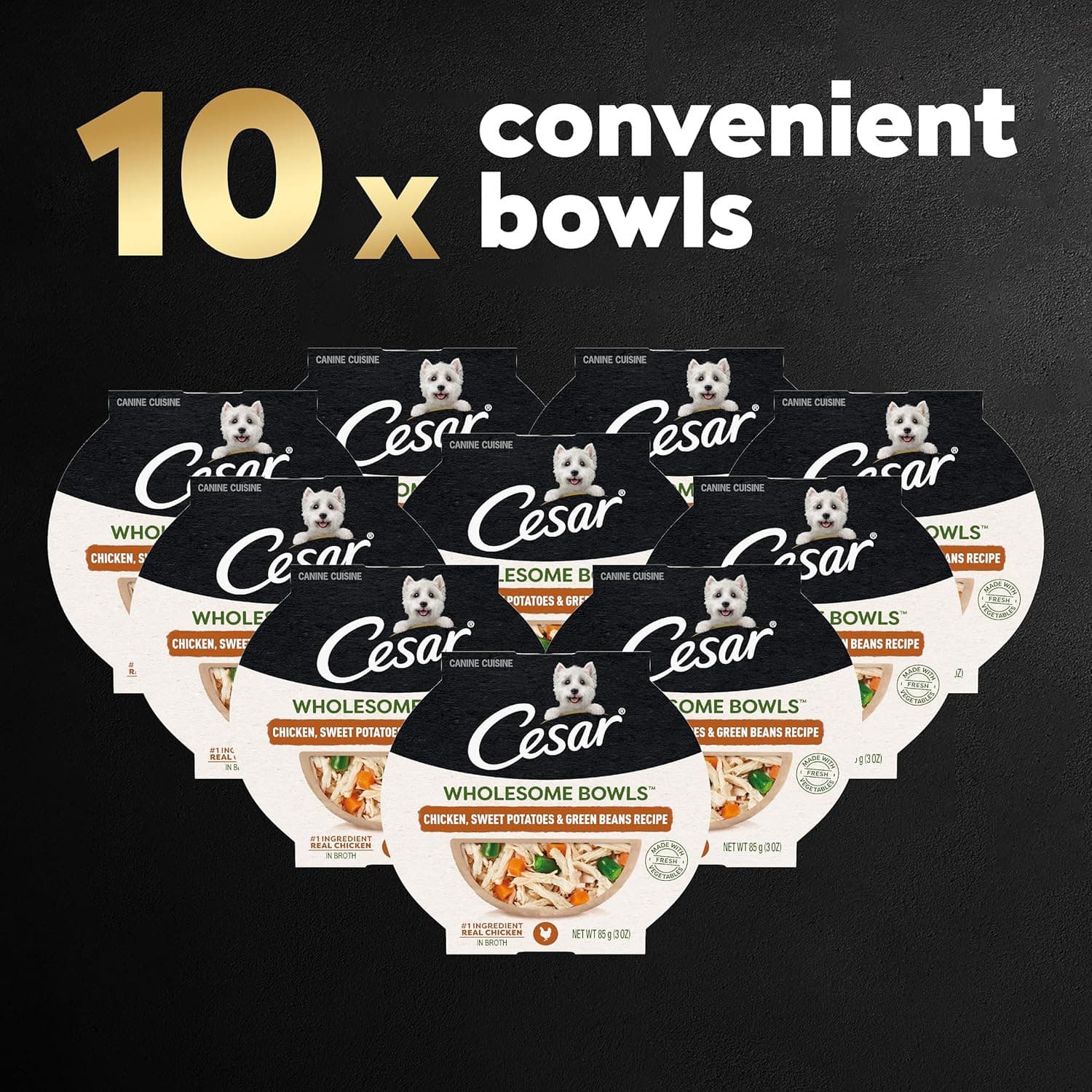 CESAR WHOLESOME BOWLS Wet Dog Food Chicken Sweet Potato & Green Bean Pack of 10 2