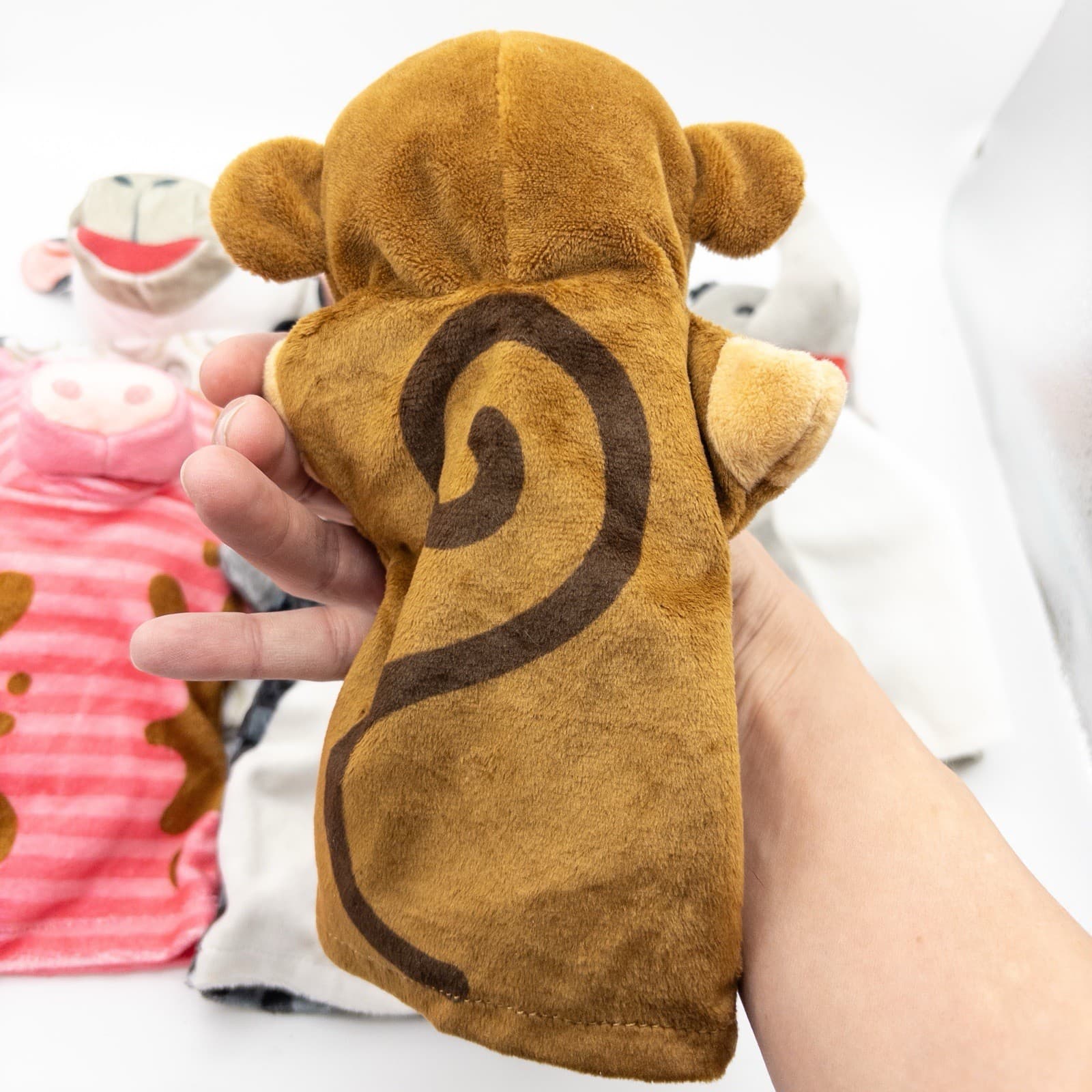 Melissa And Doug Hand Puppet Lot Of 6 Animals Monkey Cow Pig Sheep Elephant 4