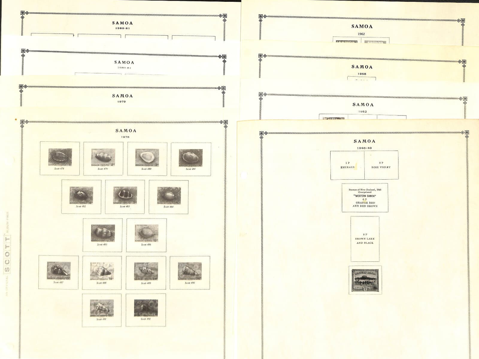 Samoa Stamp Collection on 50 Scott International Pages 1887-1984 +Extra Pages 3