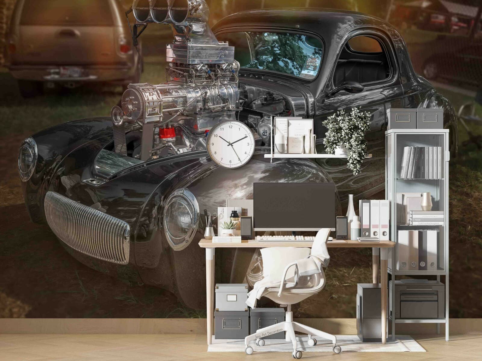 3D Classic Racing Car Wallpaper Wall Mural Removable Self-adhesive  744 4