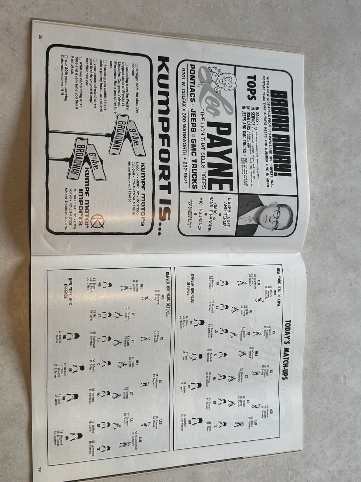 September 21 1969 AFL Program New York Jets at Denver Broncos 6