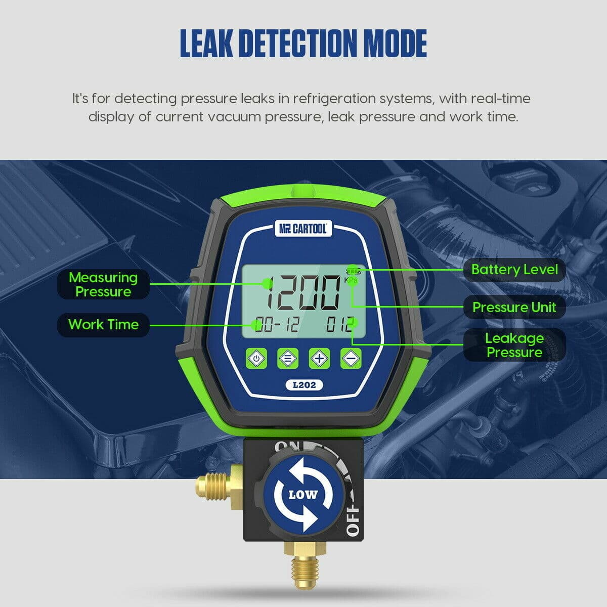 Refrigeration Digital Manifold Gauge Set HVAC A/C Vacuum Pressure Leakage Tester 6