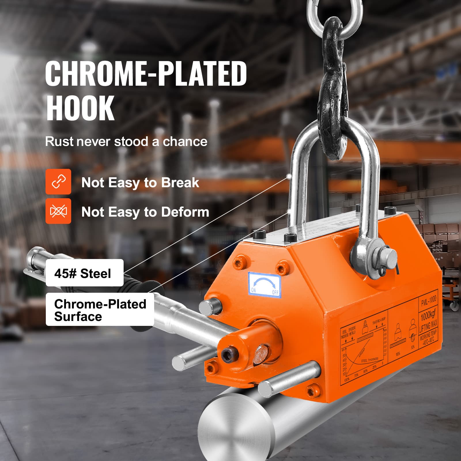 Permanent Magnetic Lifter Lifting Magnet 2200 lbs/1000 kg Neodymium Hoist 4