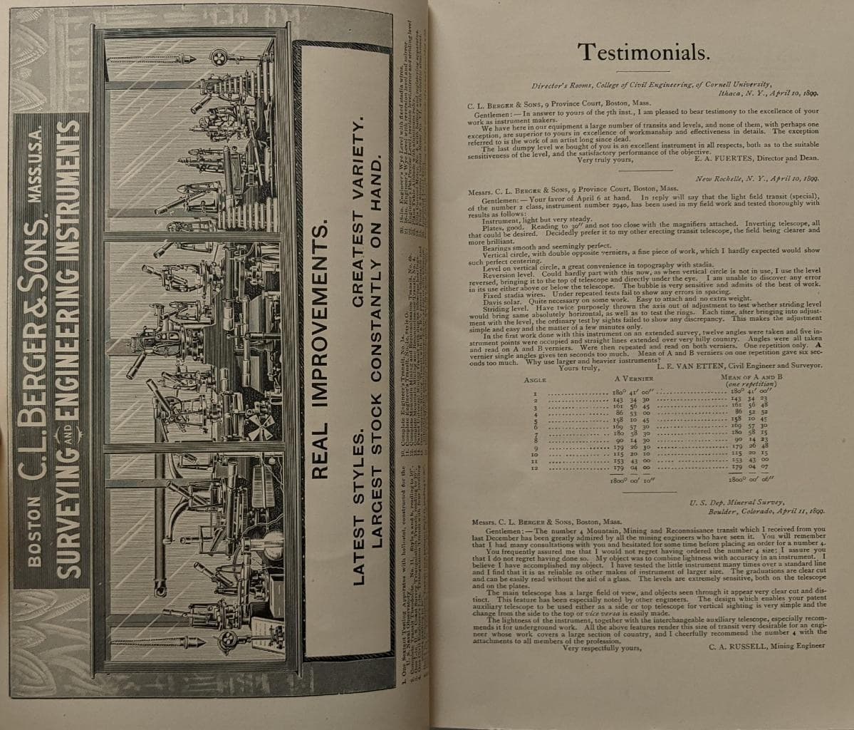 1905 HANDBOOK, ILLUSTRATED CATALOG BERGER ENGINEER s AND SURVEYOR s INSTRUMENT s 6