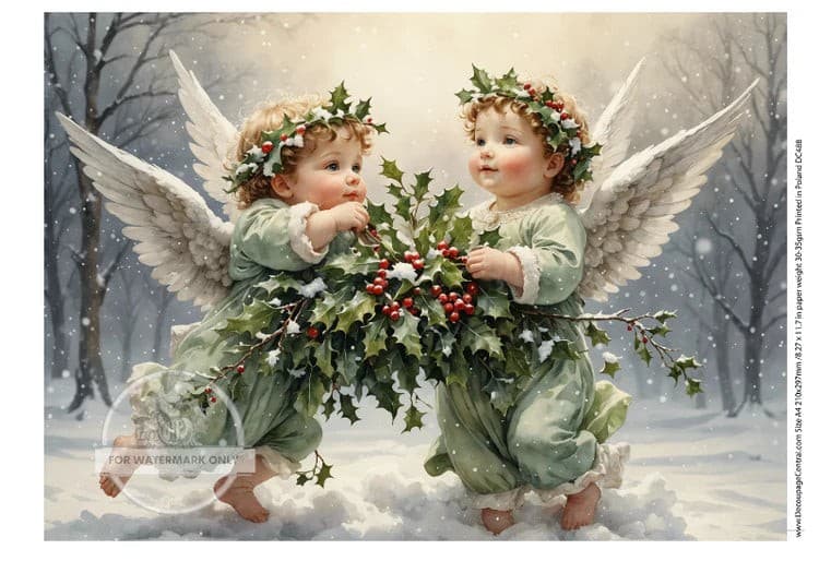 Christmas Cherubs #2 | A4 Rice Paper | Paper for Decoupage | Decoupage Central