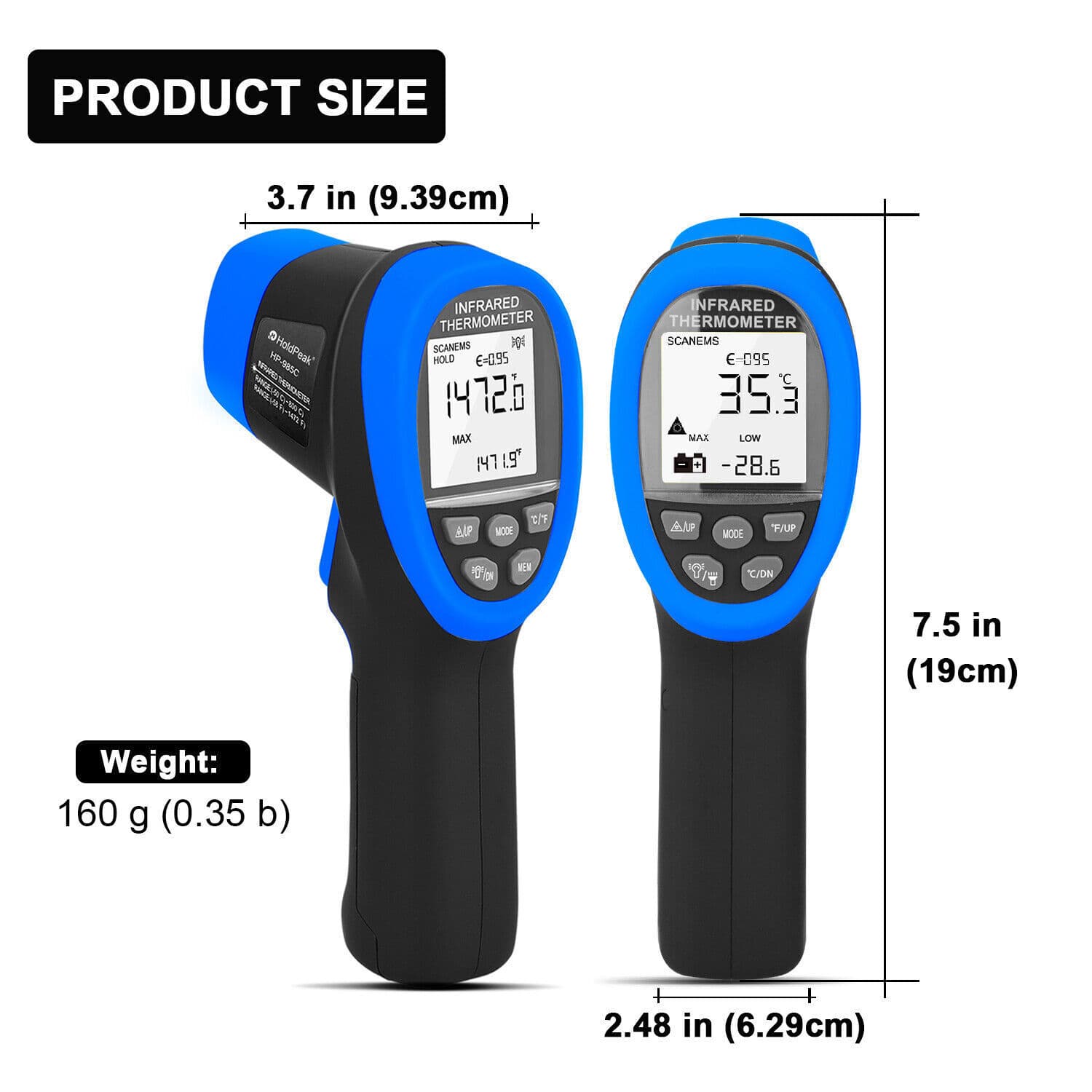 -50~800℃ Digital Infrared Thermometer Gun Double Laser IR Temperature Meter 16:1 5