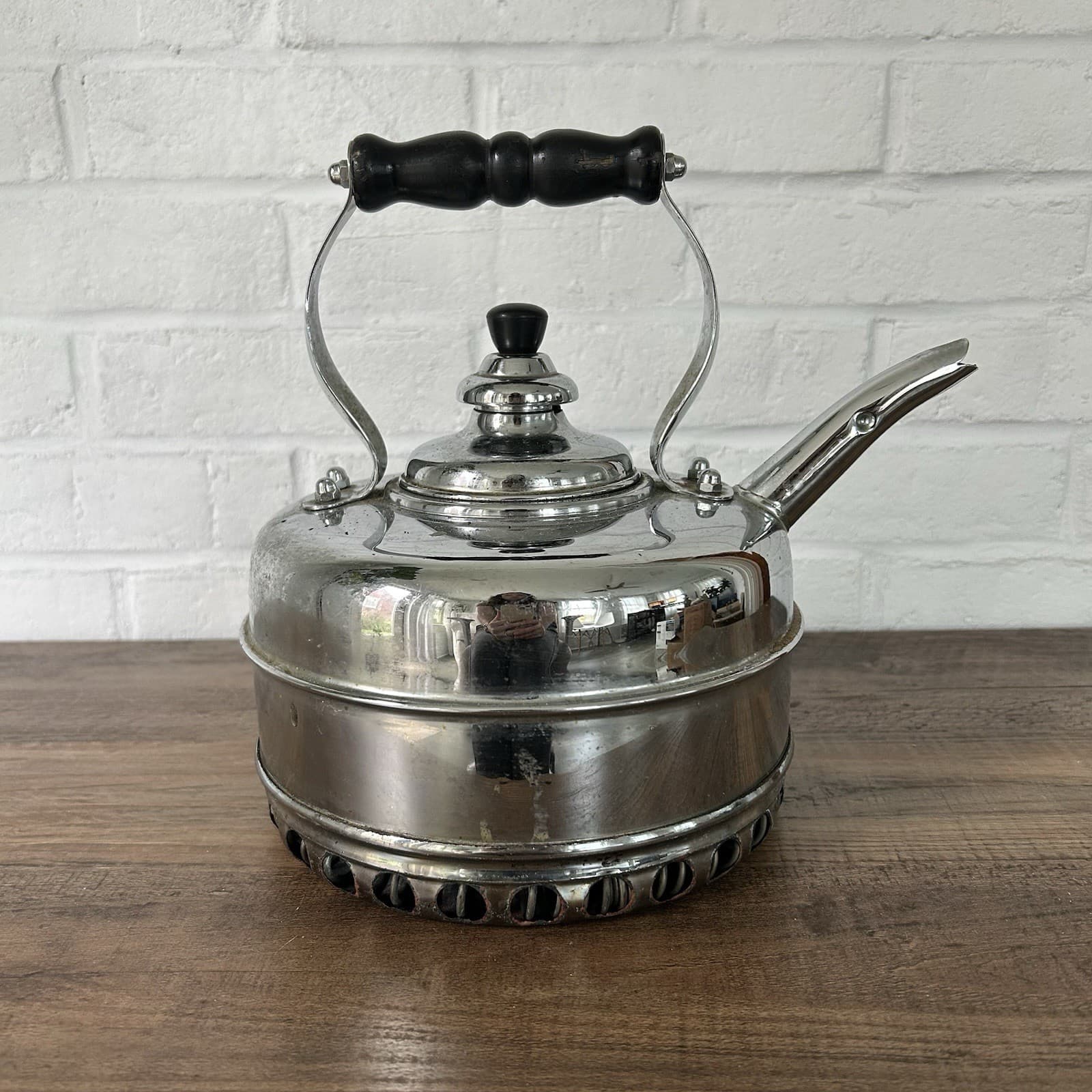 Vintage The Simplex Patent Kettle Chromed Solid Copper Reg # 786743 England 3