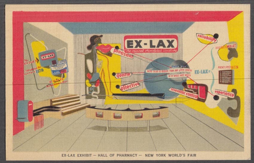 Ex-Lax Exhibit Hall of Pharmacy New York World's Fair postcard 1939