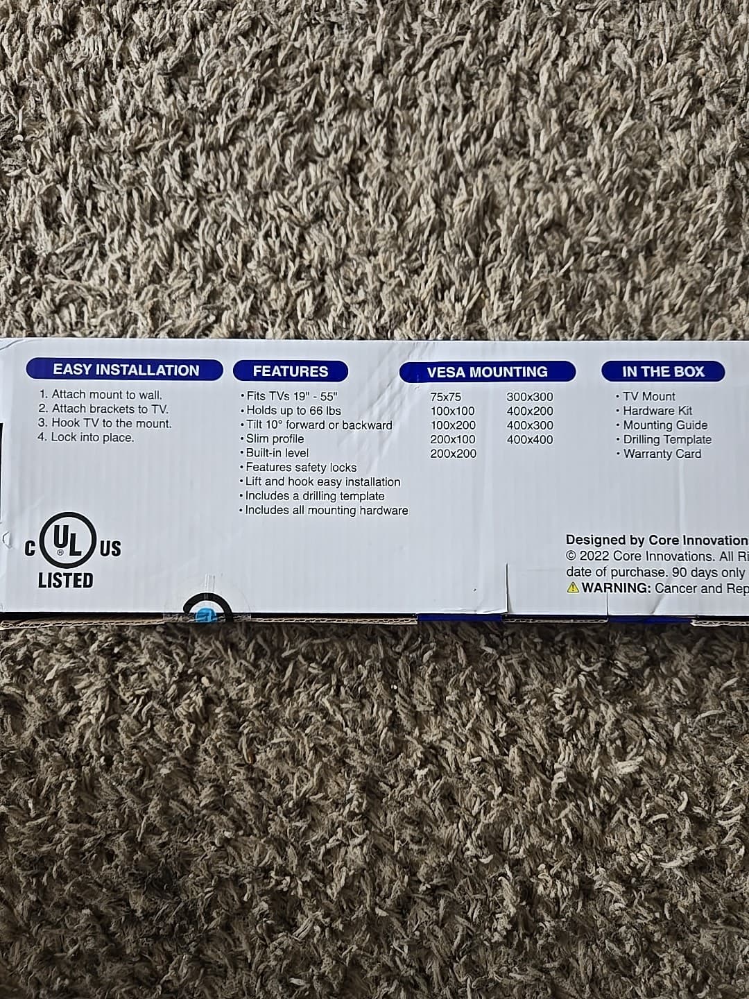 Core Innovations 19 - 55" Tilting TV Mount 6