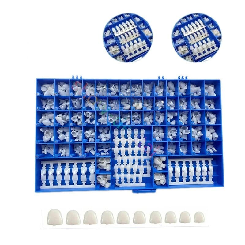 Dental Polyycarbonate Temporary Crowns 66 Size Box 360 Pcs W Paper Guide Chart 2