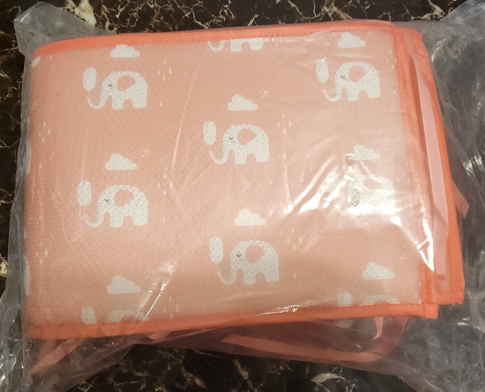 Breathable Baby Crib Rail Covers 4 Pieces Liners Pink Elephants 9" High Sides 4