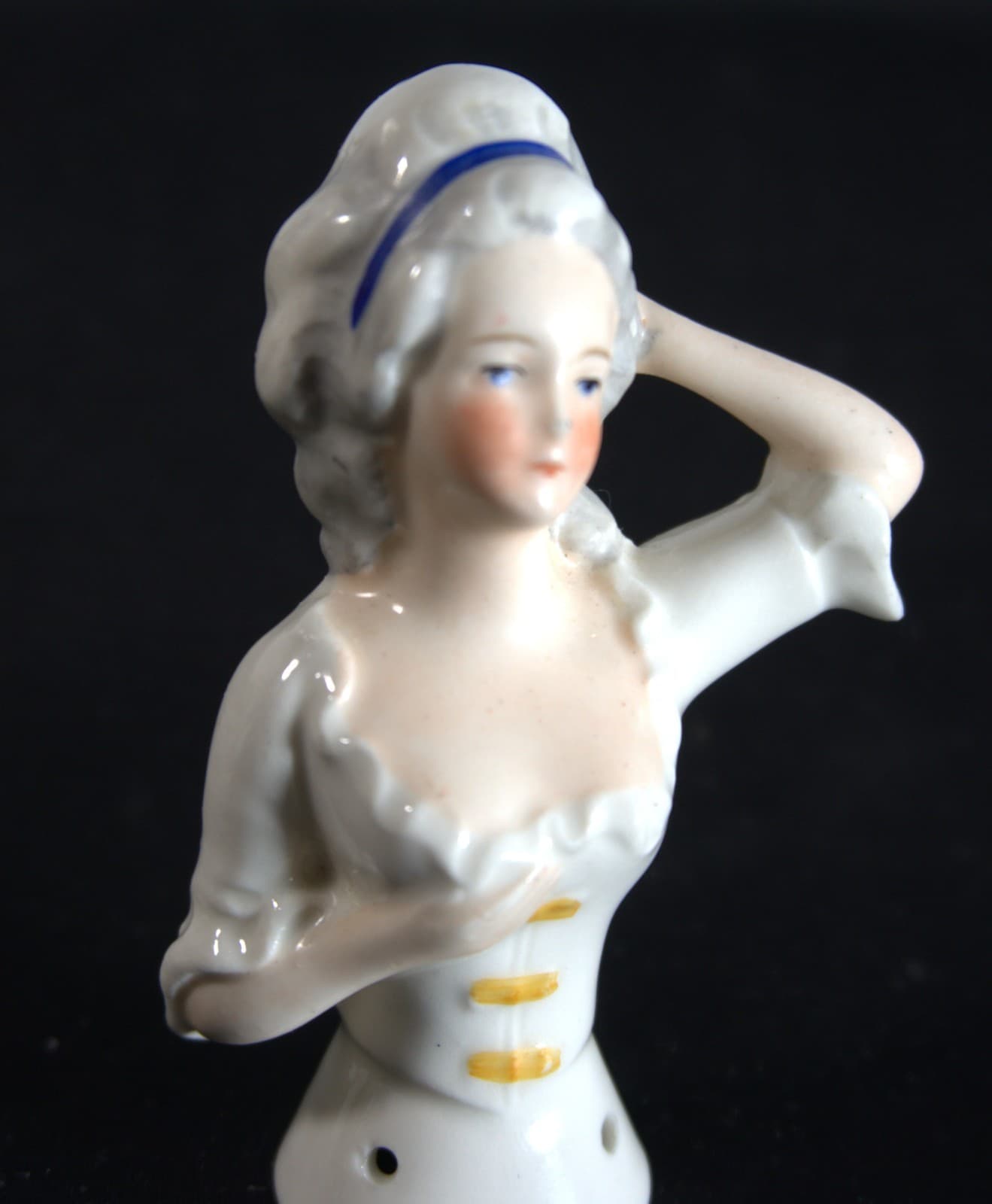 Antique German Pin Cushion Porcelain Doll Bust 4344 Georgian Style (SP1)