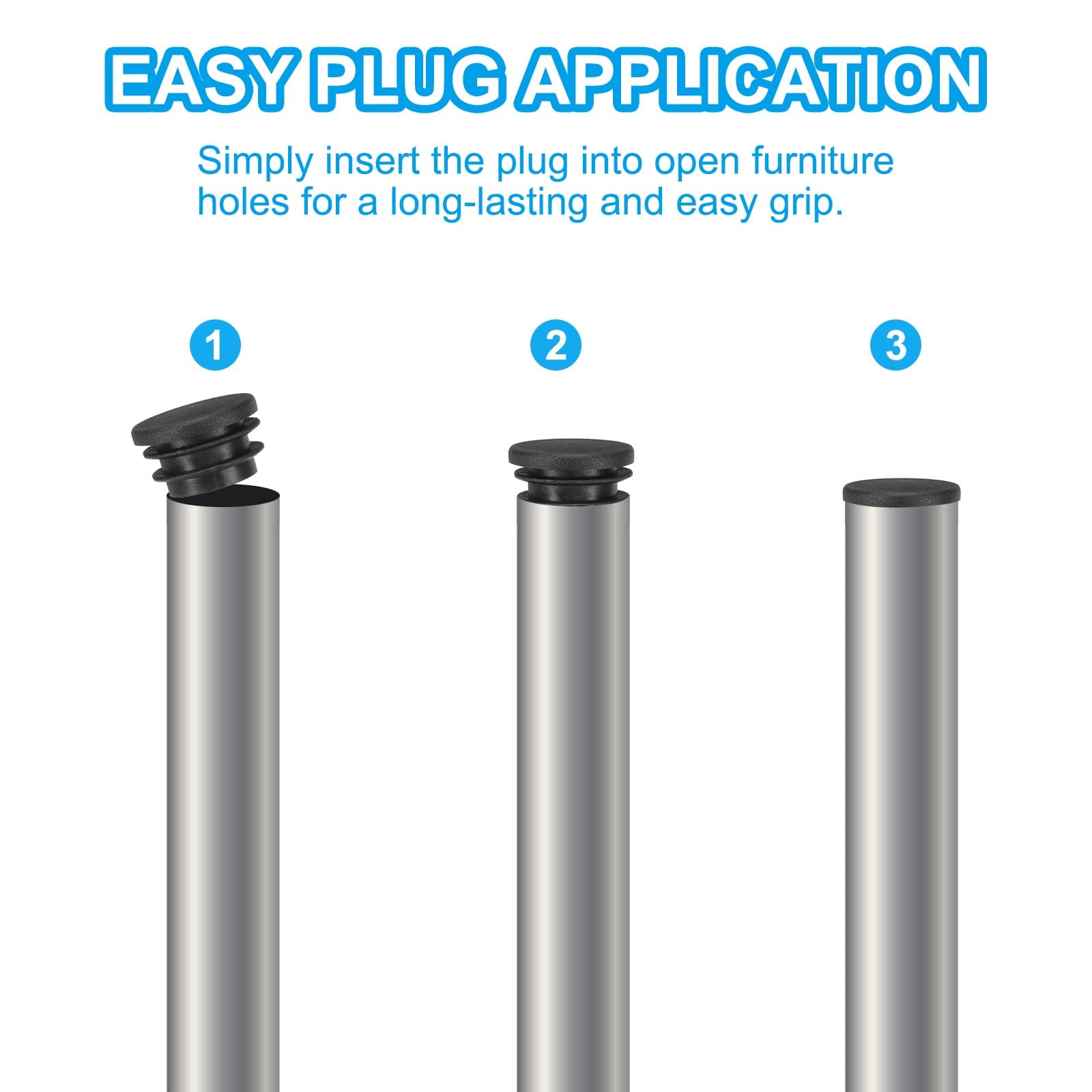 1" Plastic Tubing End Caps, 40Pcs Round Hole Plug Insert, Black 5