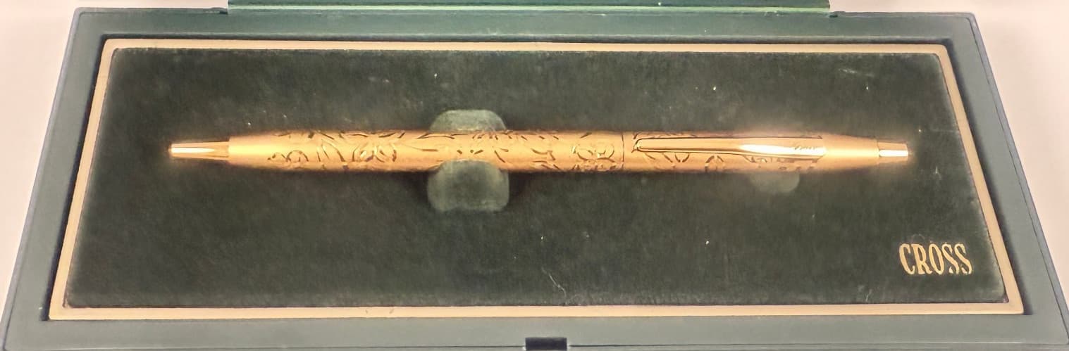 JWL #402-5 CROSS 22K ELECTROPLATED GOLD JEWELERS "SPRING" BALLPOINT PEN USA MADE 2