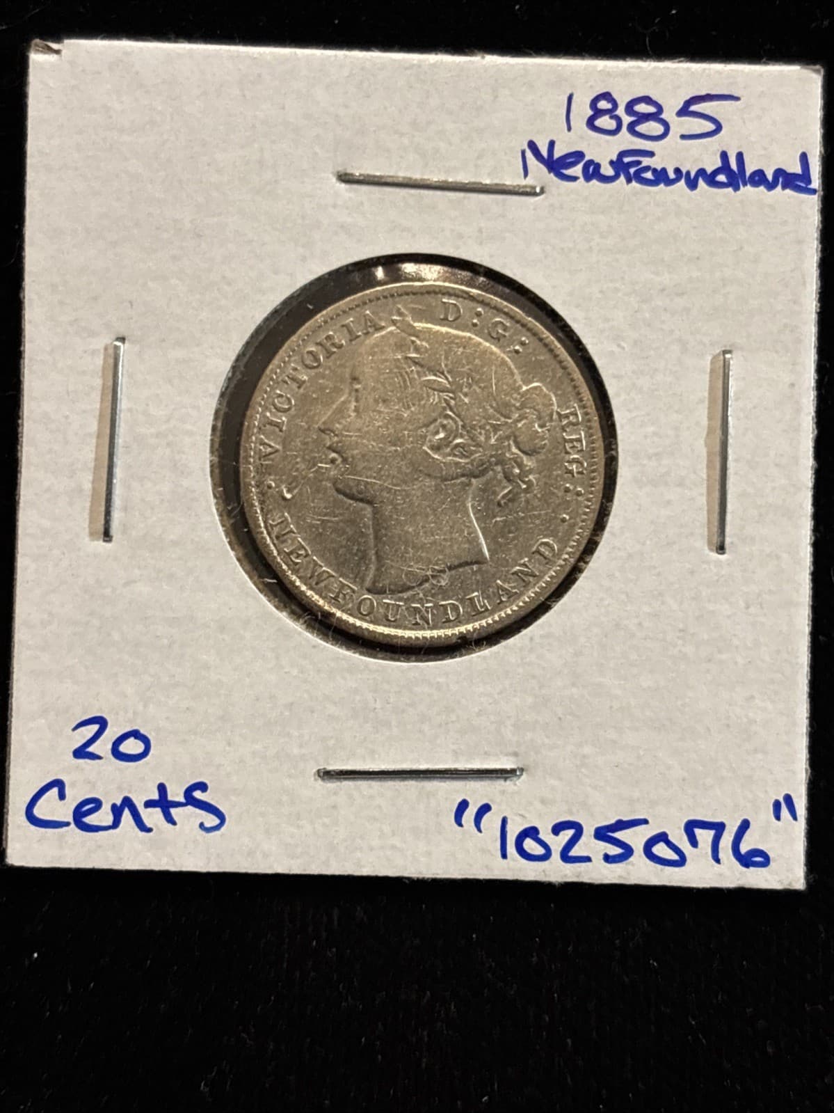 1885 Newfoundland 20 Cent Circulated “1025076”