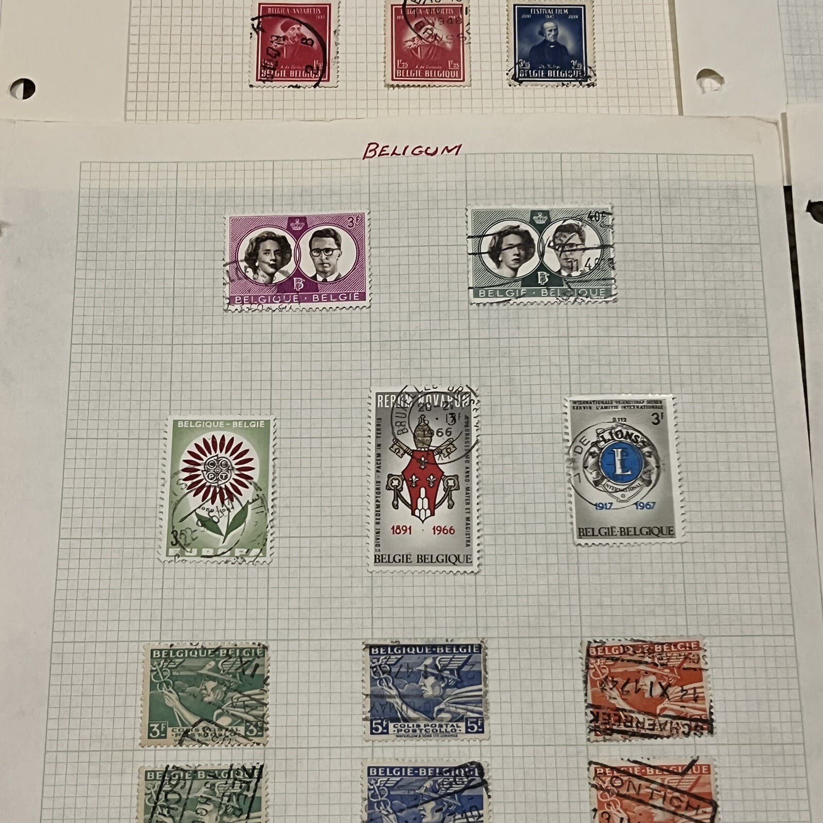 BELGIUM STAMPS ON ALBUM PAGES OVERPRINTS, NUCLEAR, RED CROSS & MORE #1 5