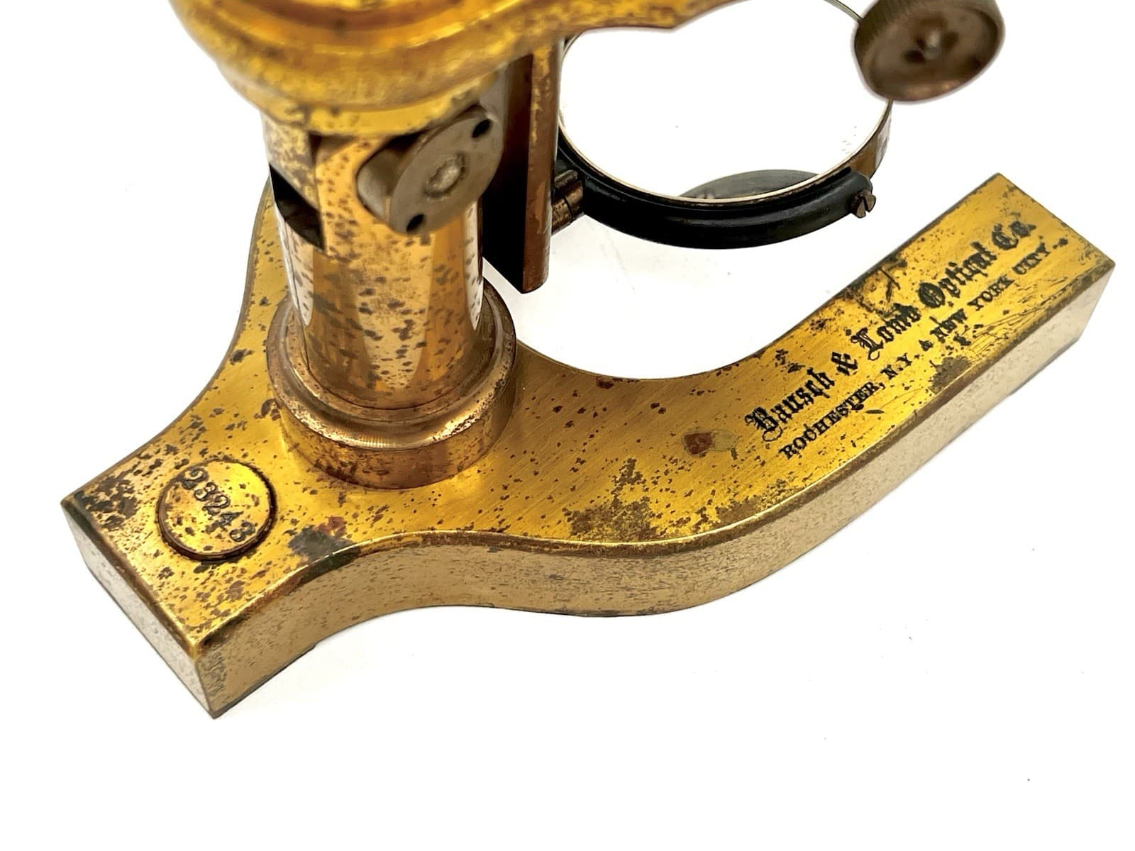 Antique Bausch & Lomb Optical Company Brass Microscope 23243 w/ Lenses in Box 6