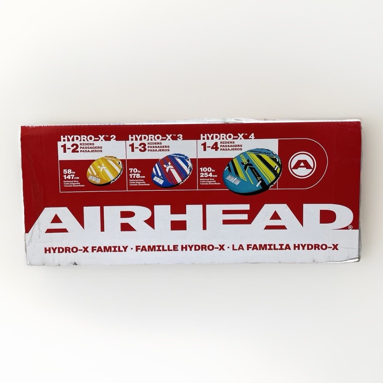 Airhead Hydro X 3 Person Towable Tube Boating Blue White Red New In Box USA 70” 6