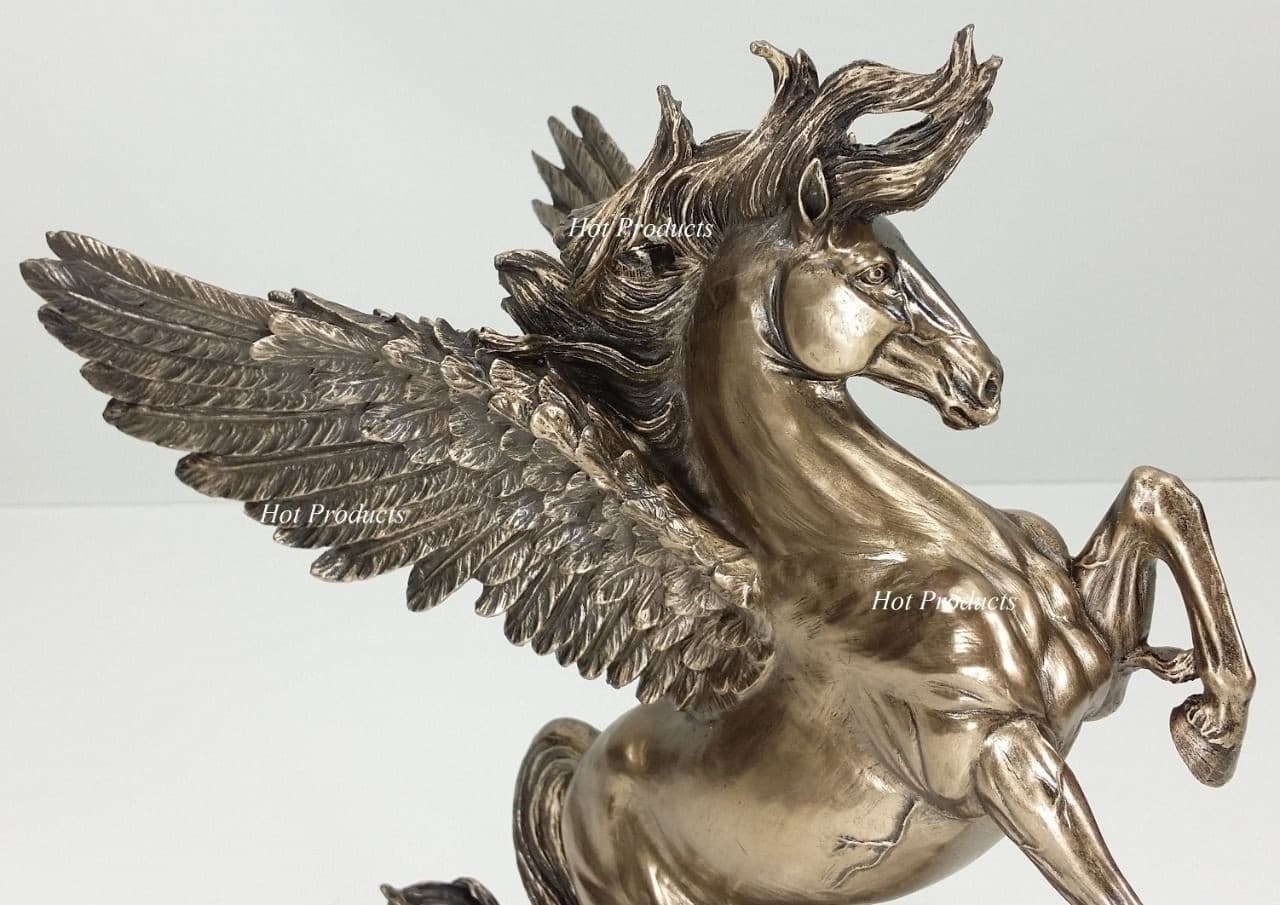 11" Pegasus Rearing Horse Greek Mythology Statue Sculpture Bronze Finish