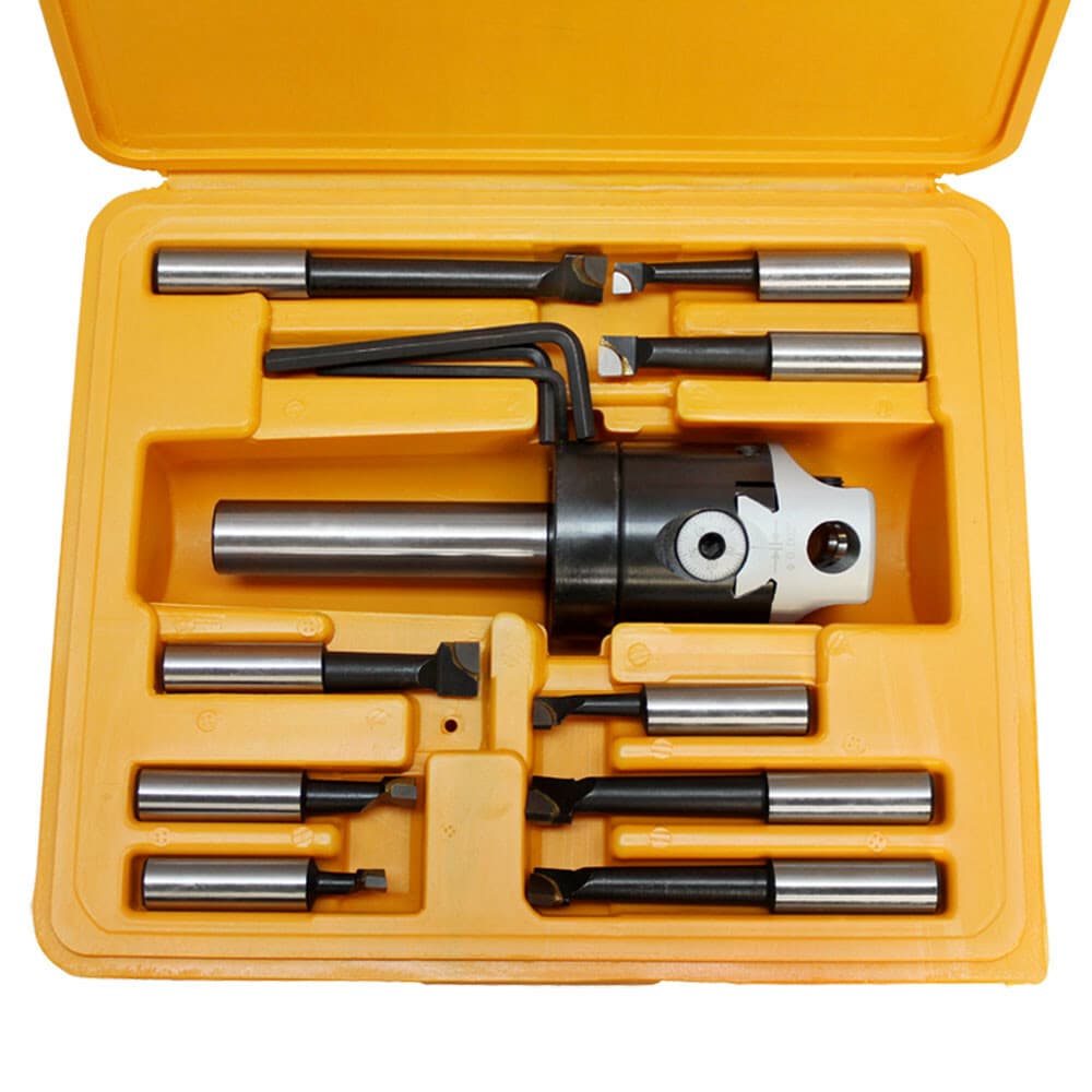2 inch Boring Head With Straight Shank and Set of 9 Pcs of 1/2 inch Boring Bar 6