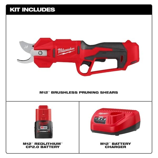 Milwaukee Tool 2534-21 Pruning Shears Kit, 1-1/4 In Cut Cap, Sk5 Steel 2-1/4 In 3