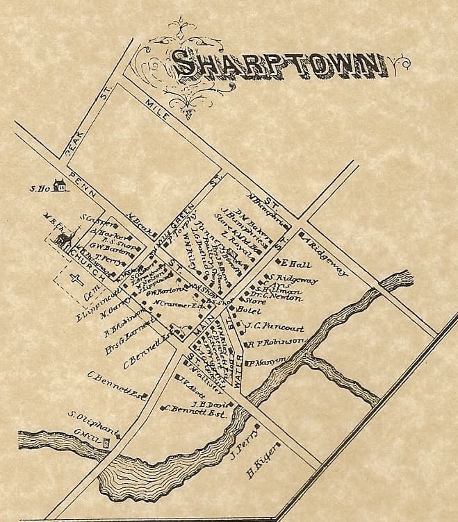 Woodstown Sharptown Daretown Piles Grove  NJ 1876 Maps  Homeowners Names Shown 2