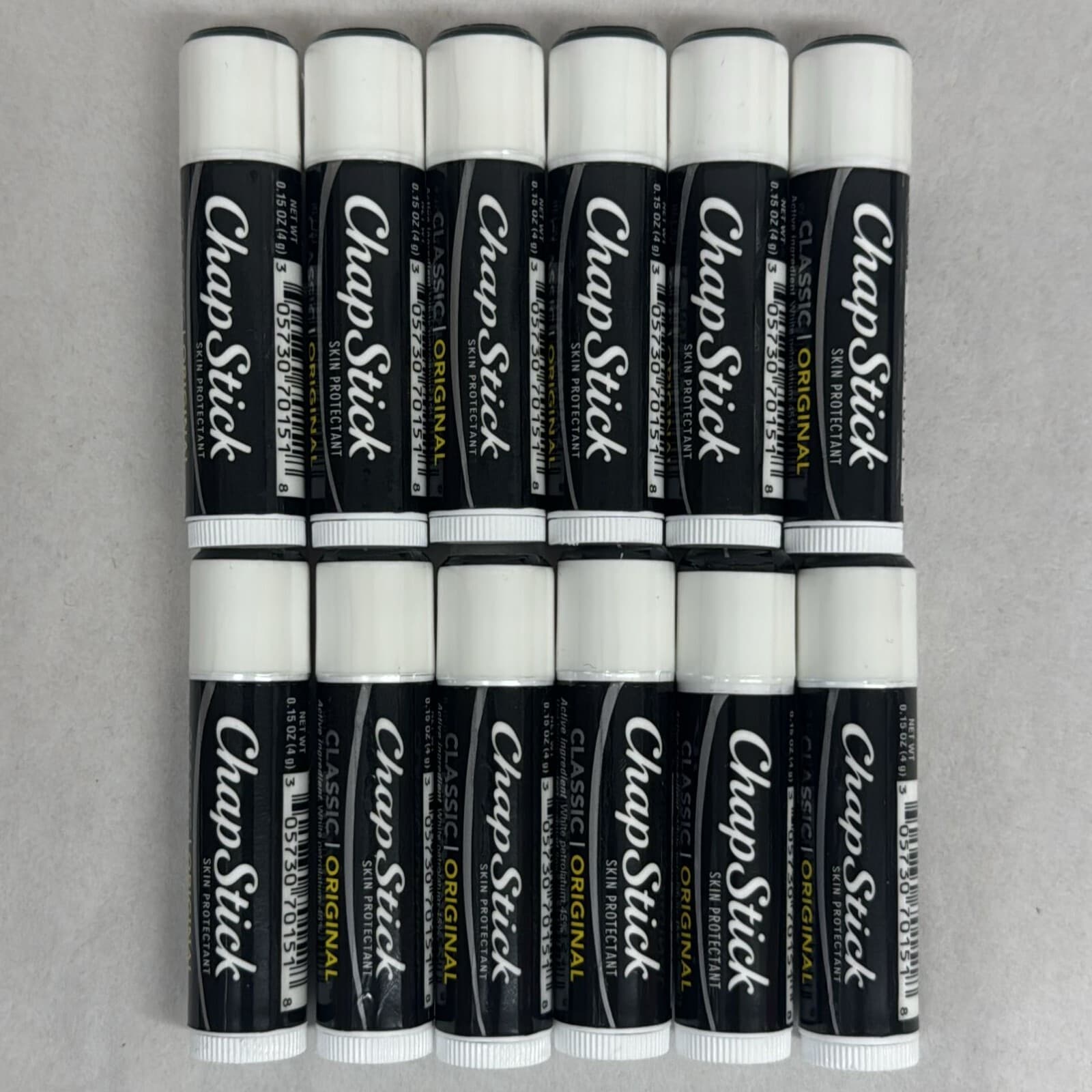 Chapstick Classic Original Lip Balm Tubes Lip Care 0.15oz (12 Sticks)