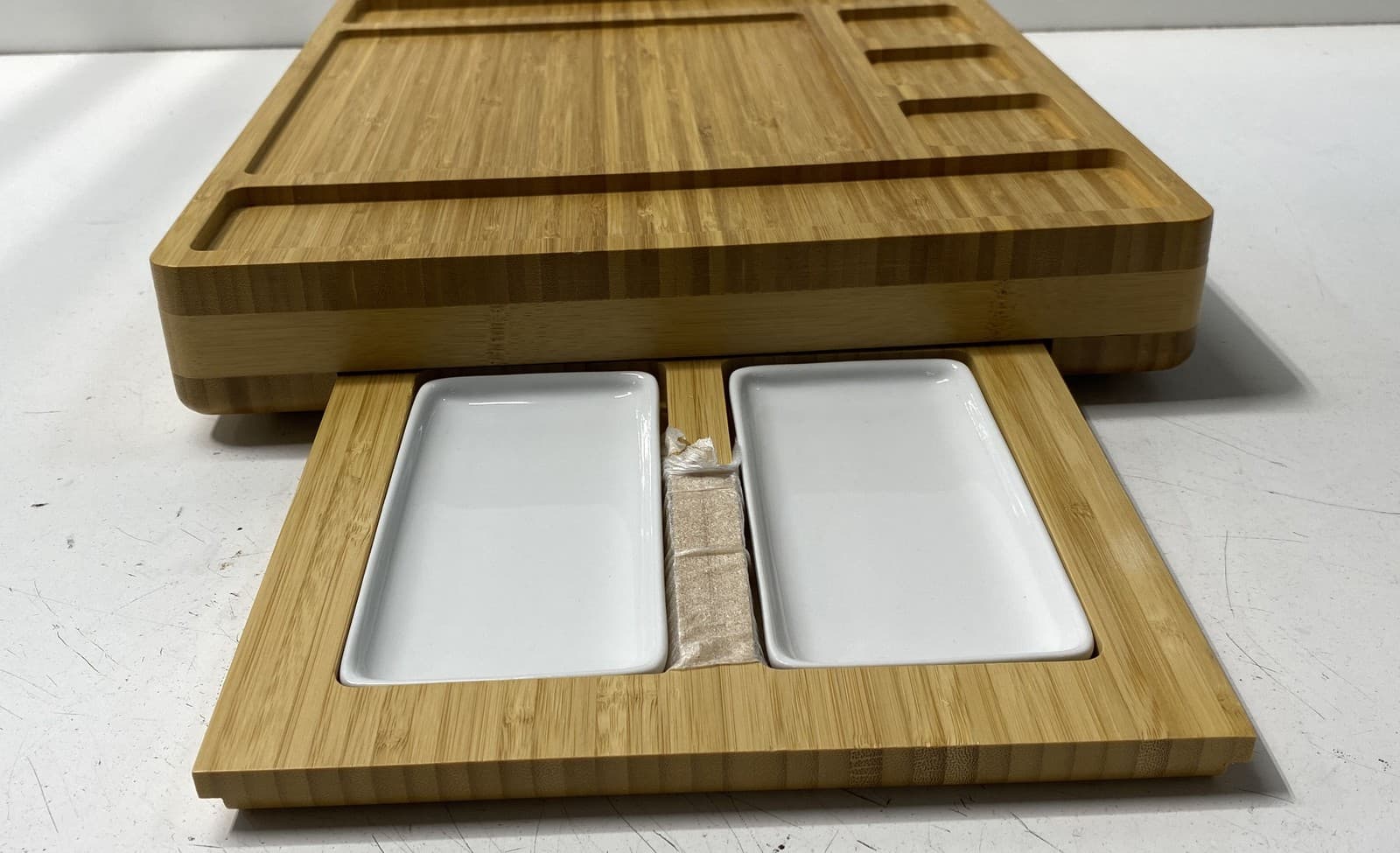 Smirly Natural Bamboo Charcuterie Platter Serving Tray Set Cheeseboard 5