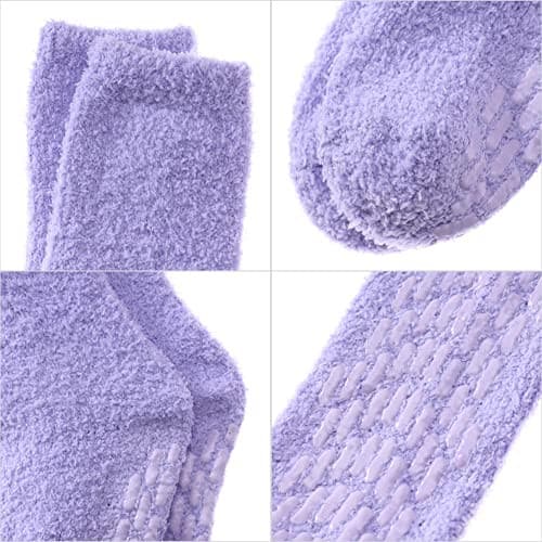  Slipper Socks for Women Cozy Hospital Socks Soft Fluffy 5 Pairs Mix Rainbow 3