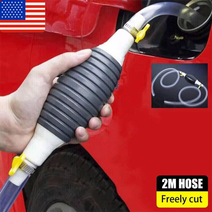 Siphon Hand Pump Portable Manual Car Fuel Transfer for Gas Gasoline Petrol 2M 3