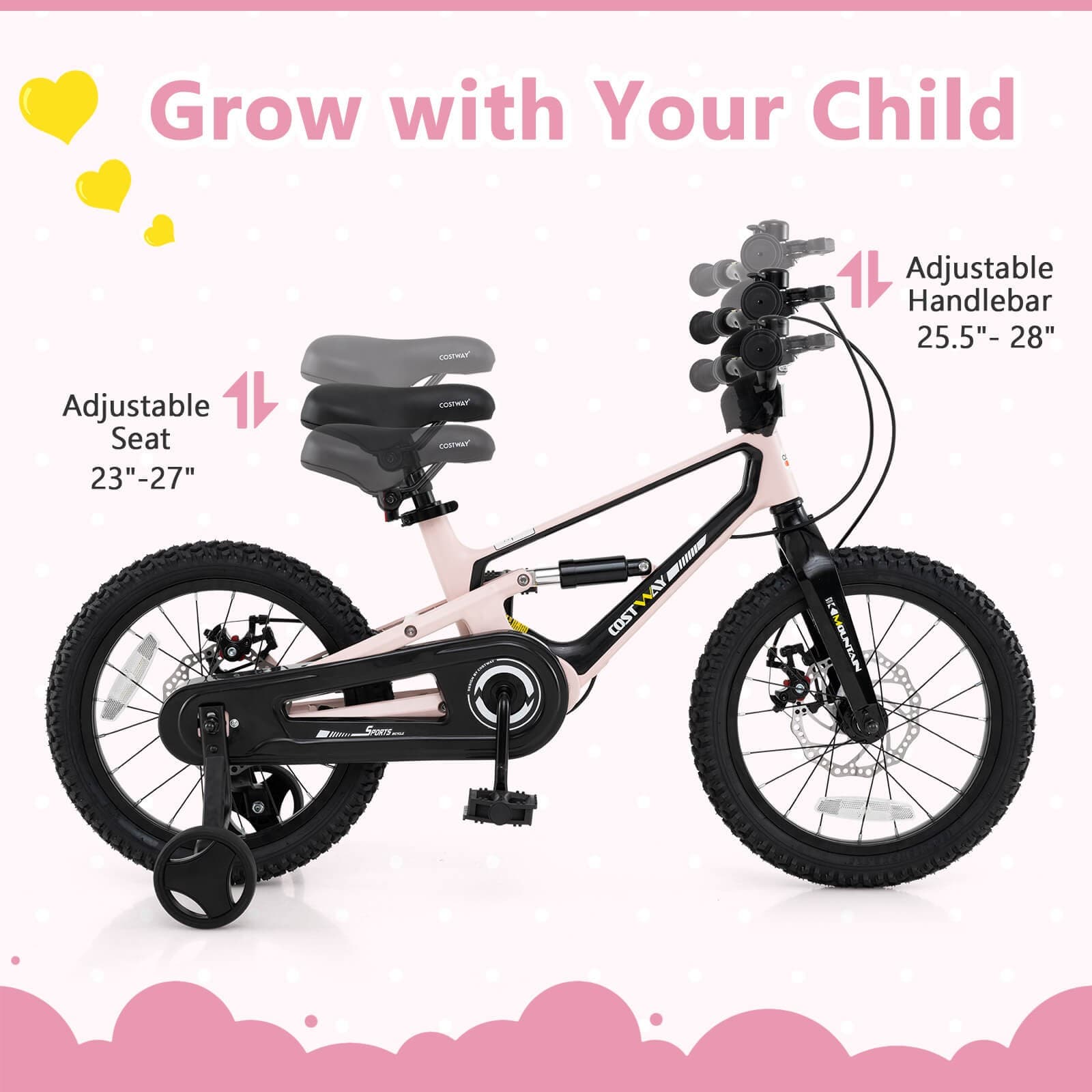 16 Inch Children Bicycle w/ Training Wheels & Double Disc Brakes Adjustable Seat 5