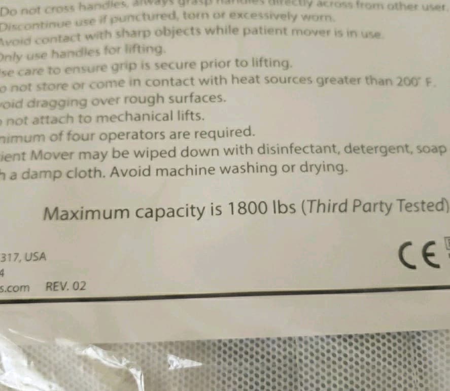 Medsource MS95202 Patient Mover 1800 lbs Load Capacity With 14 Handles NEW 4