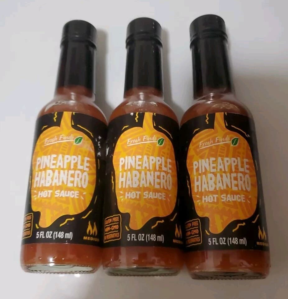 Fresh Finds (SET OF 3) PINEAPPLE HABANERO Chili Pepper Hot Sauce 5oz Each