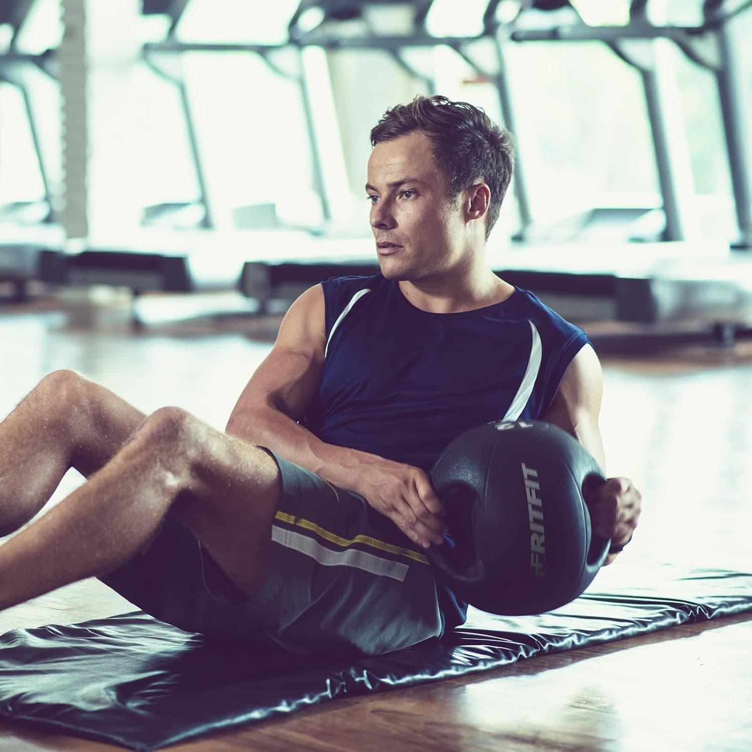 RitFit 16 Pound Weighted Medicine Ball with Handles Exercise Balance Training 3