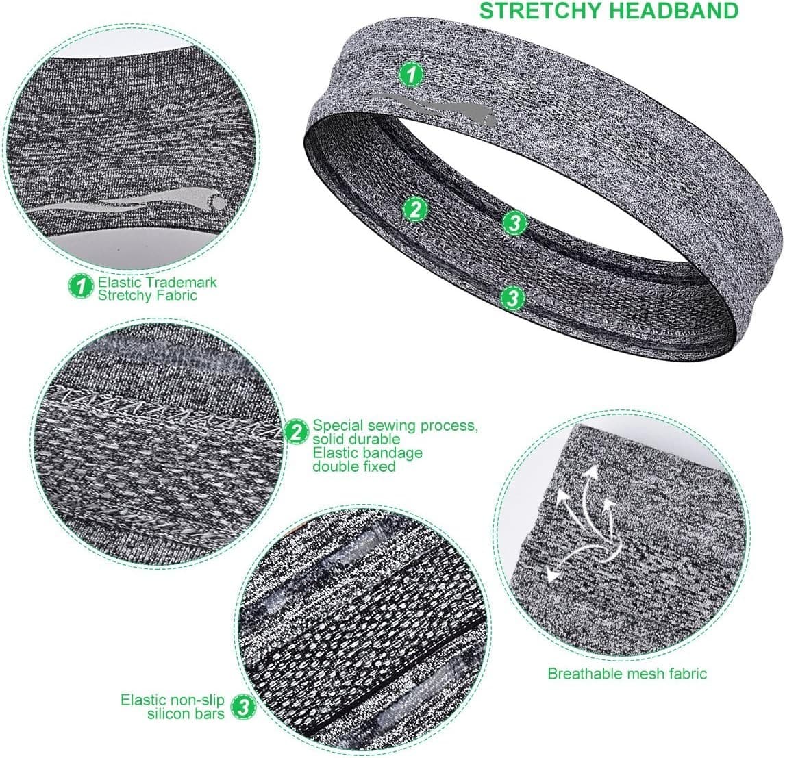 Headbands Sweatbands for Women Men│Super 6-pack unisex workout headbands  5