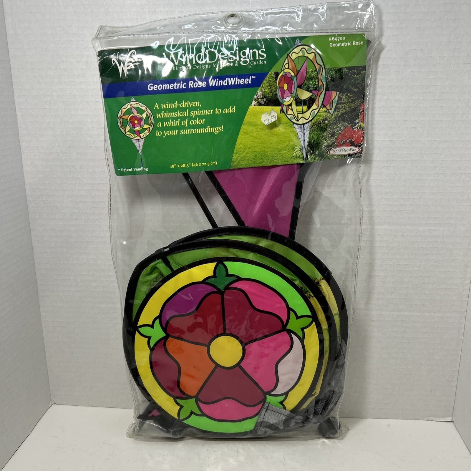Wind Designs GEOMETRIC ROSE WINDWHEEL Garden Spinner Stake Yard Flag USA 2006