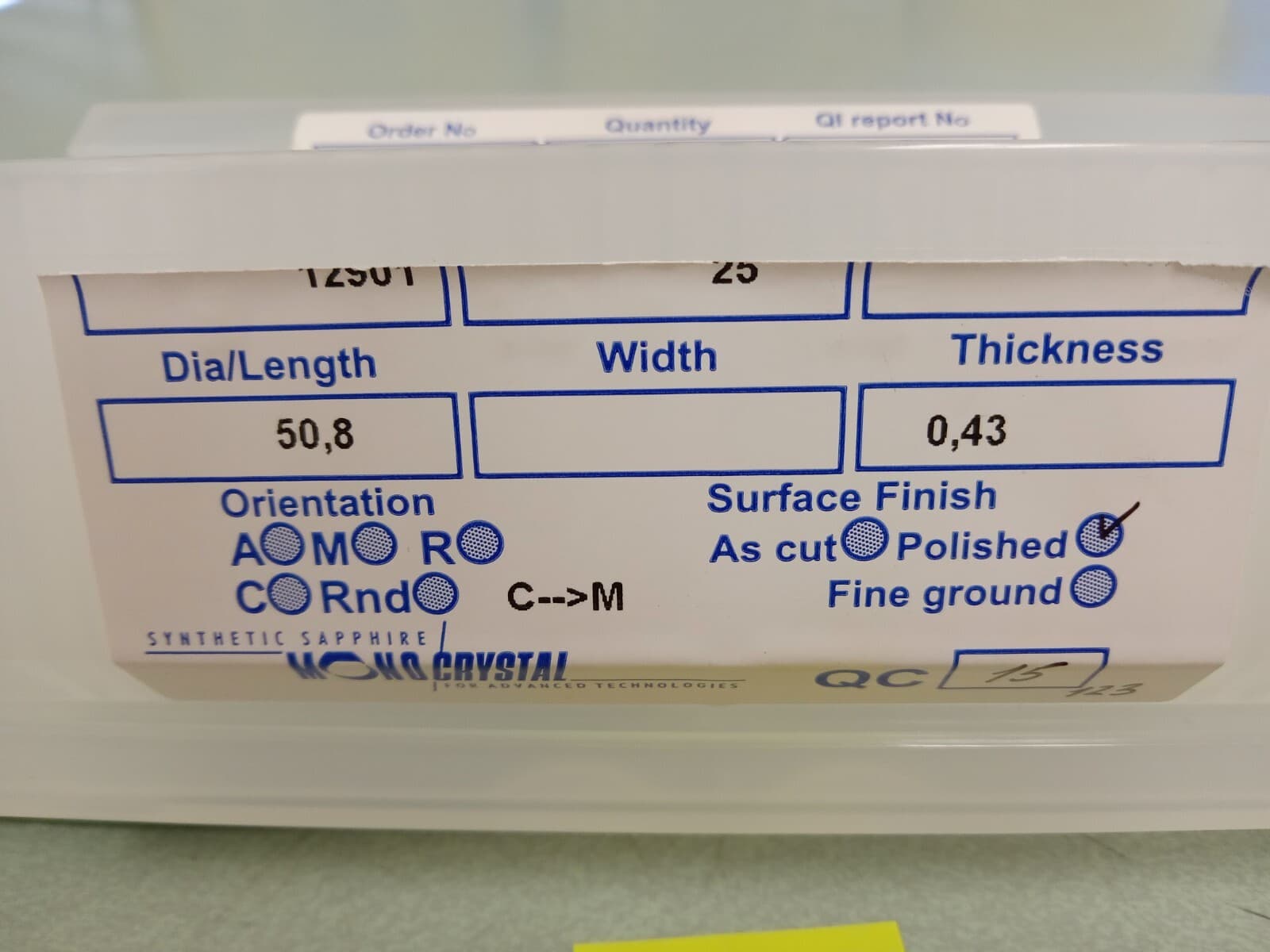 Sapphire substrates 50.8 mm 4