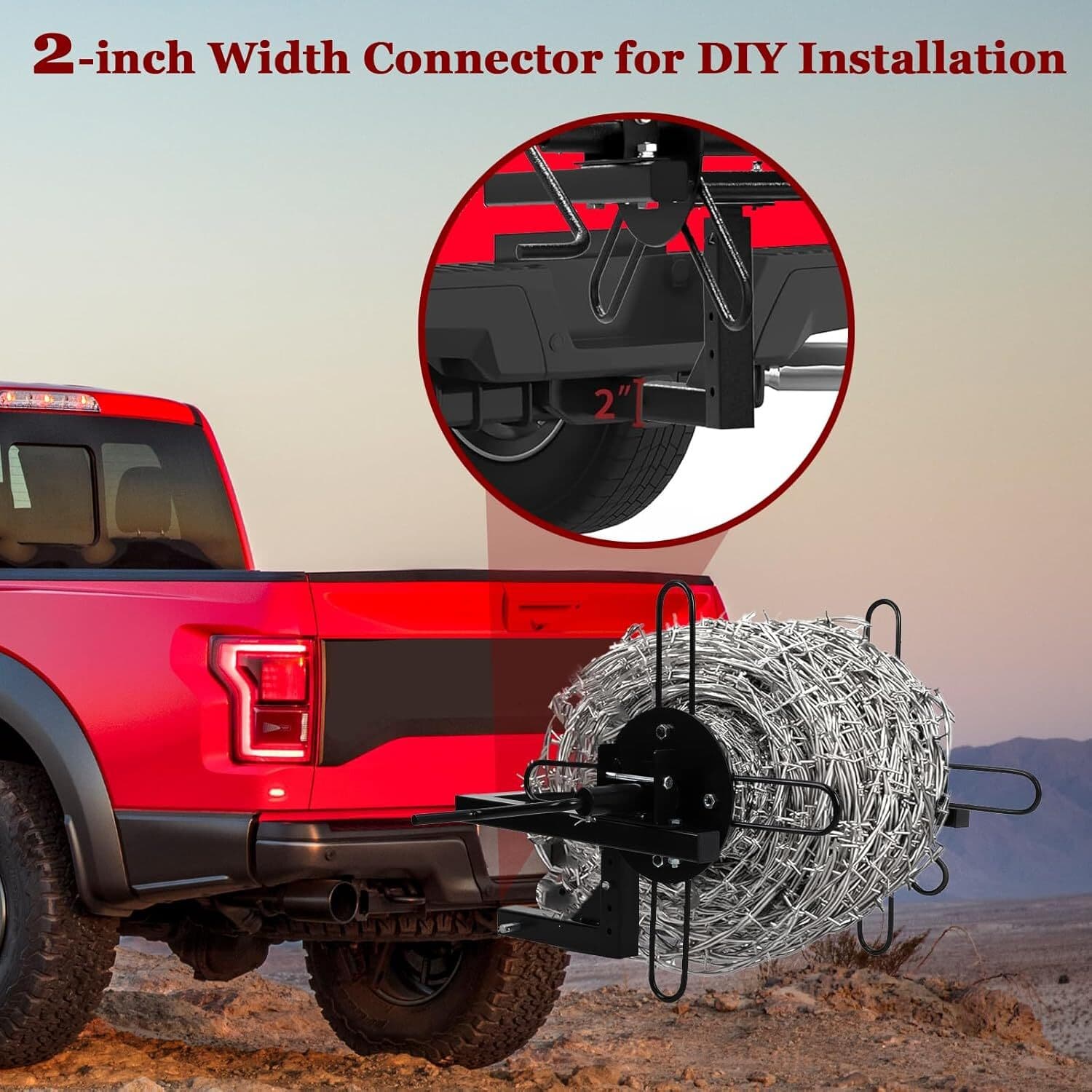 Barbed Wire Unroller Wire Spreader Bolt-On ATV Adaptor with 2" Receiver Hitch US 4