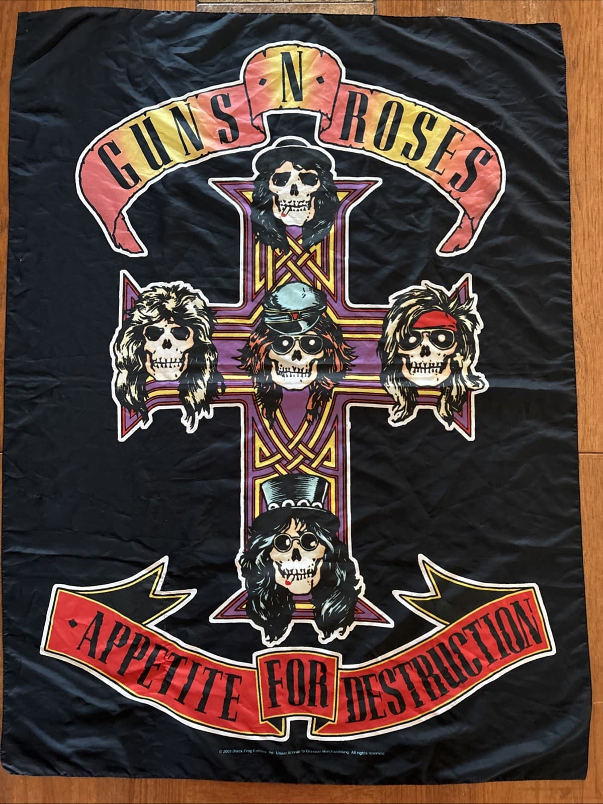 Vintage 2009 GUNS N AND ROSES AXL ROSE Banner Flag Tapestry Wall Hanging Italy