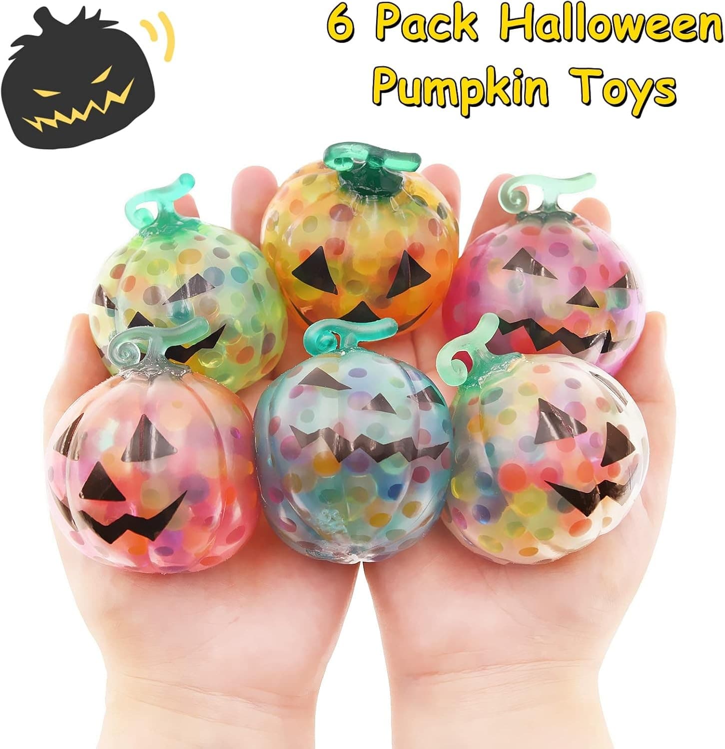 6 Pack Halloween Pumpkin Stress Balls Squishy Relief Toys Fidget Toys...  3