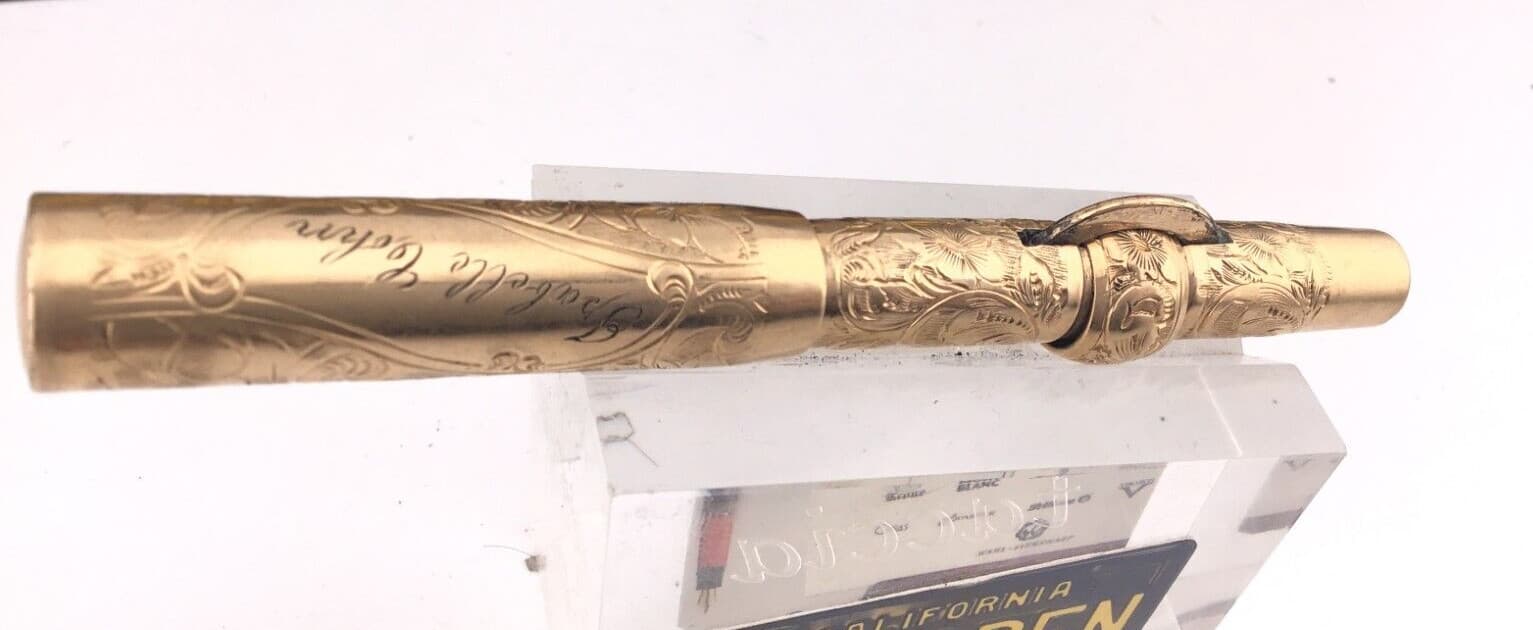 Vintage CONKLIN Fountain Pen HAND ENGRAVED  Filigree Overlay Crescent Filler 3
