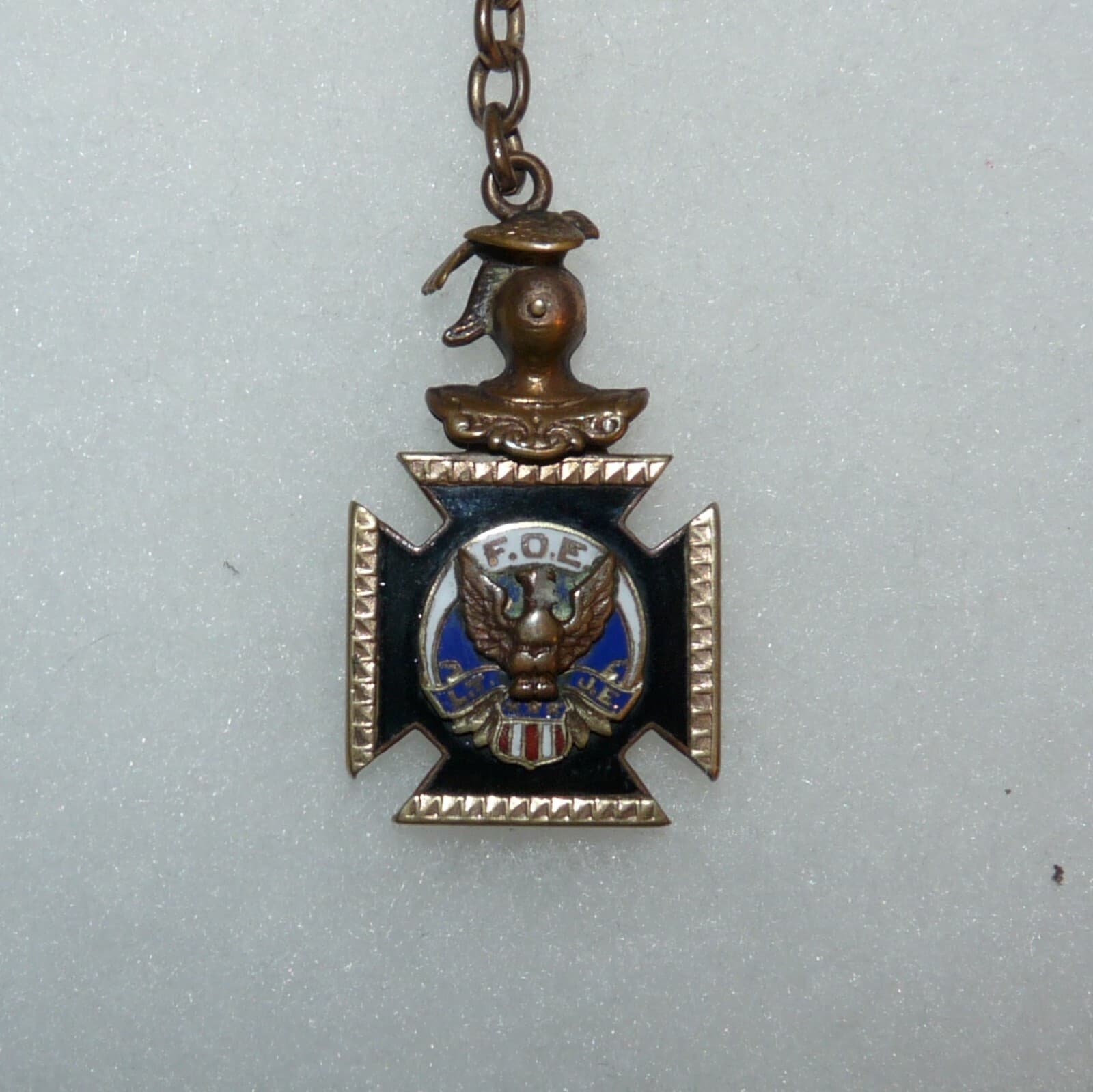 Vintage 1930s-40s Fraternal Order of Eagles FOE Pocket Watch Chain 2