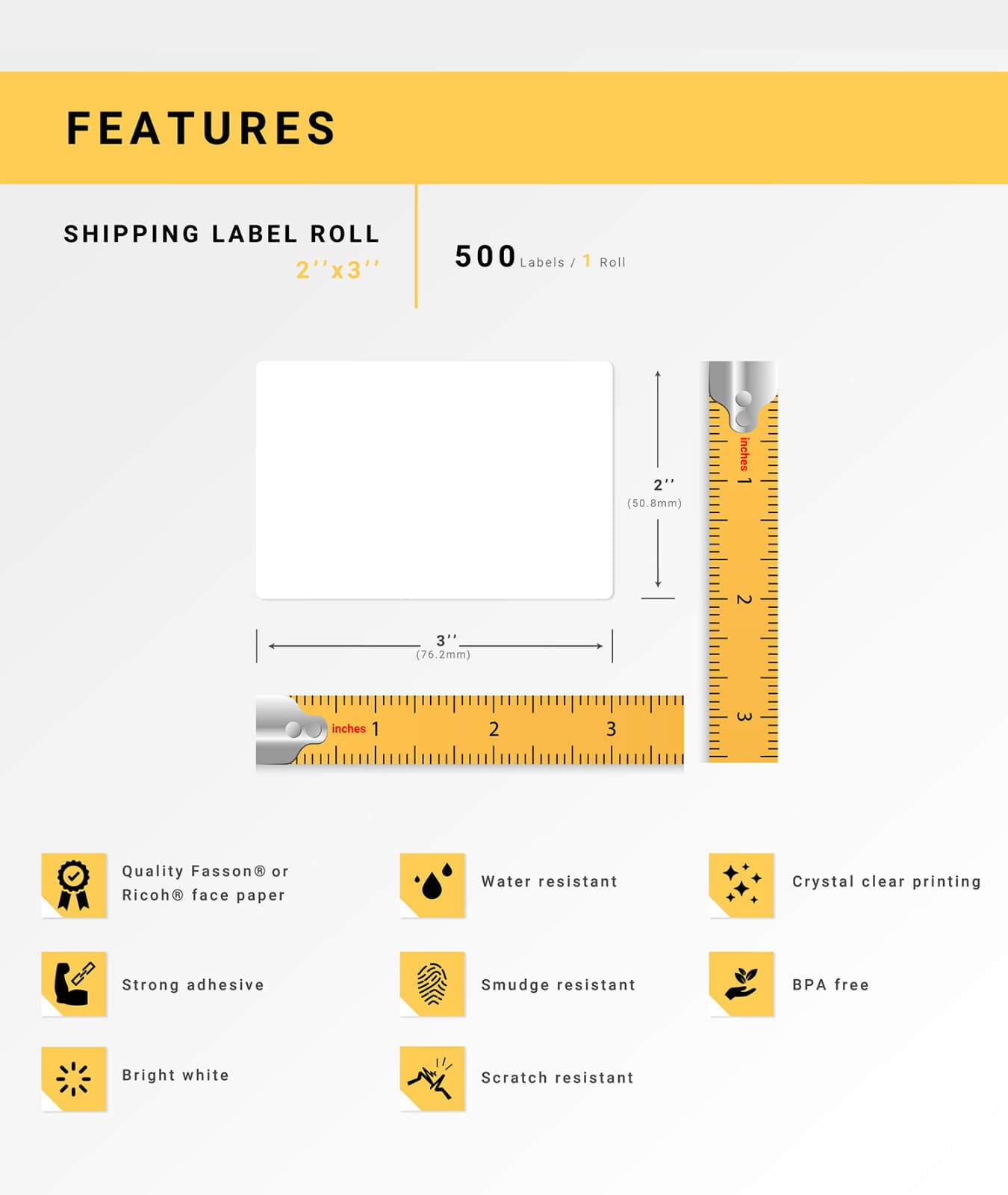 ZEBRA / ELTRON 2x3 (2" x 3") Direct Thermal Labels - (50) Rolls of 500 4
