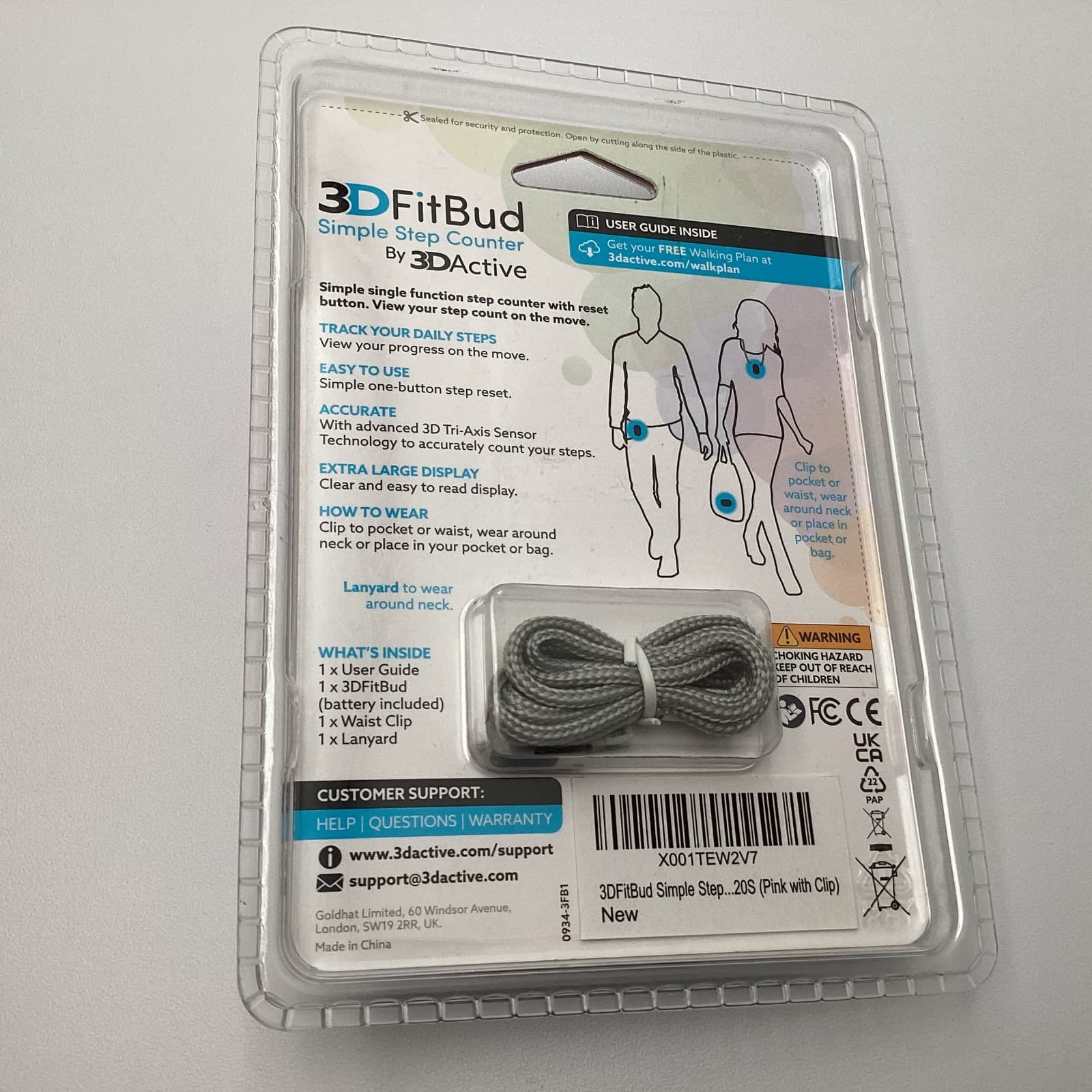 3DFitBud A420S Simple Step Counter – Pink – Sealed New in Package 2