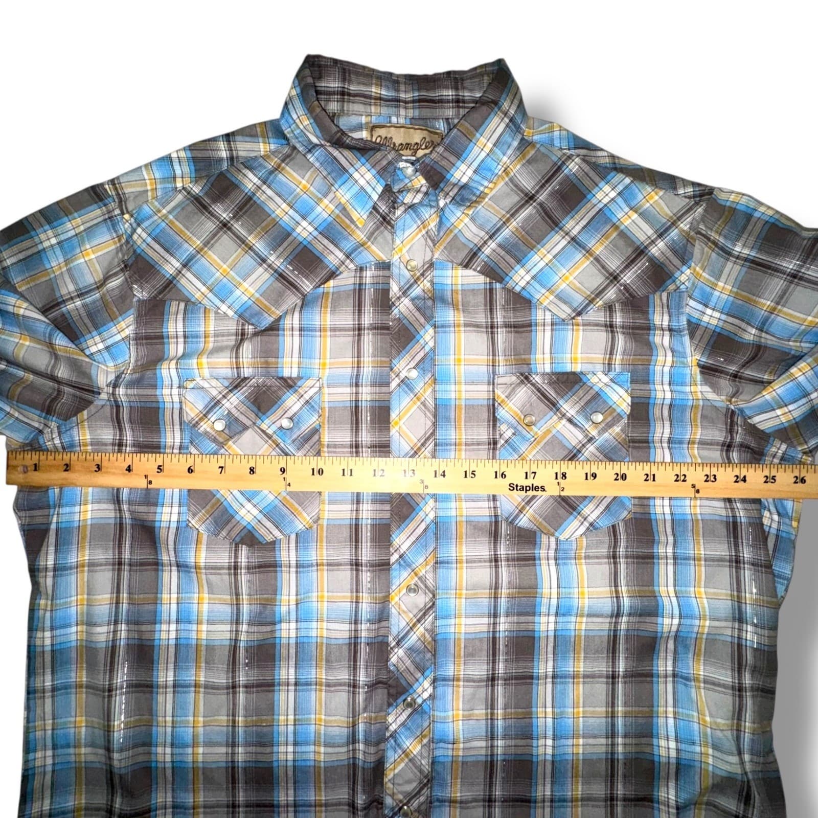 Wrangler Mens Western Fashion Plaid Long Sleeve Pearl Snap Shirt Men's XL 3