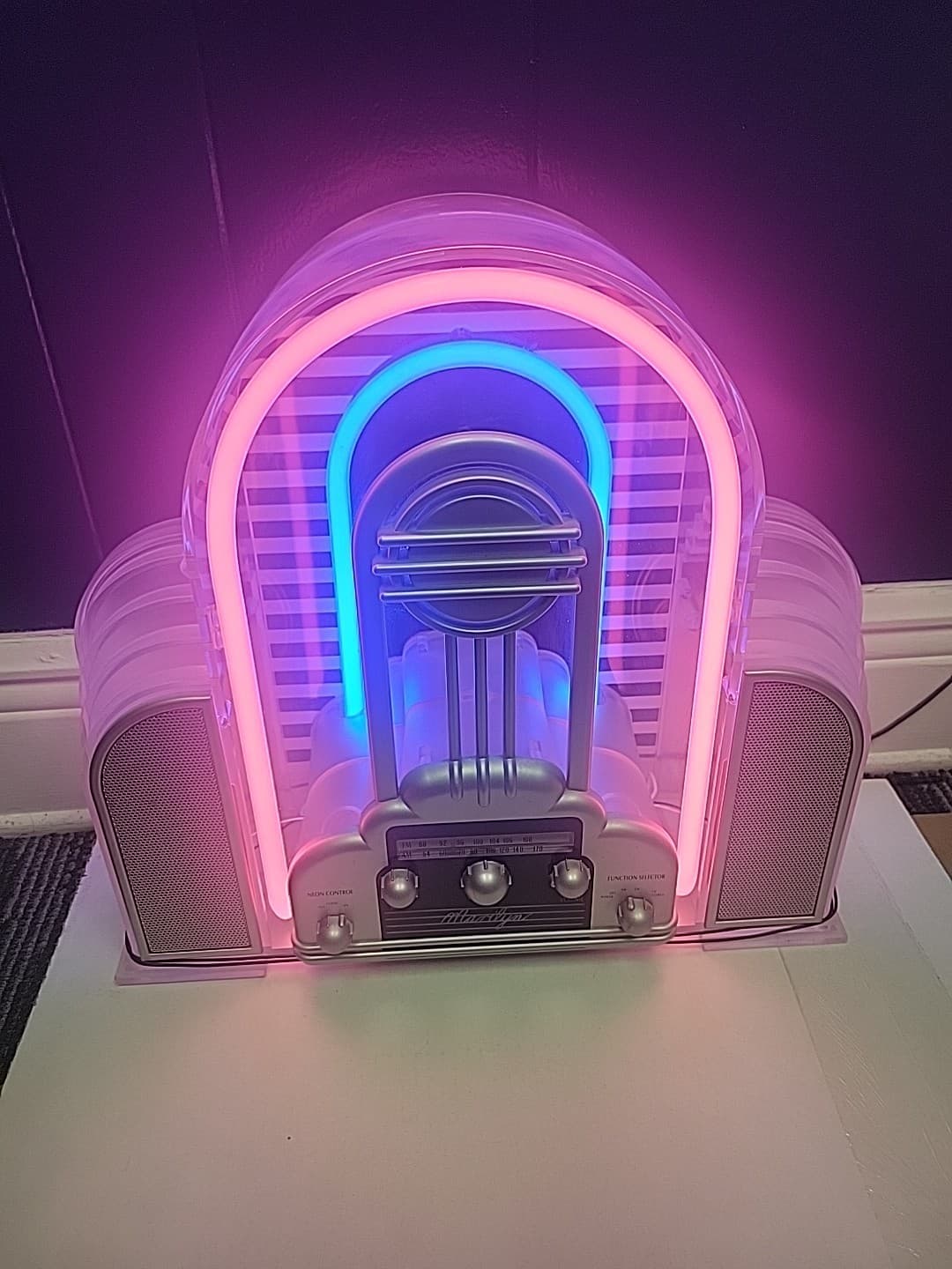 Vintage Cicena Marilyn Radio Large Neon Am/Fm Pink Blue Tabletop Jukebox 2